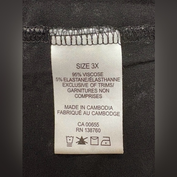 Penningtons, Short Flutter Sleeve Tunic With Trim Insert, 3X, Black - Picture 3 of 8